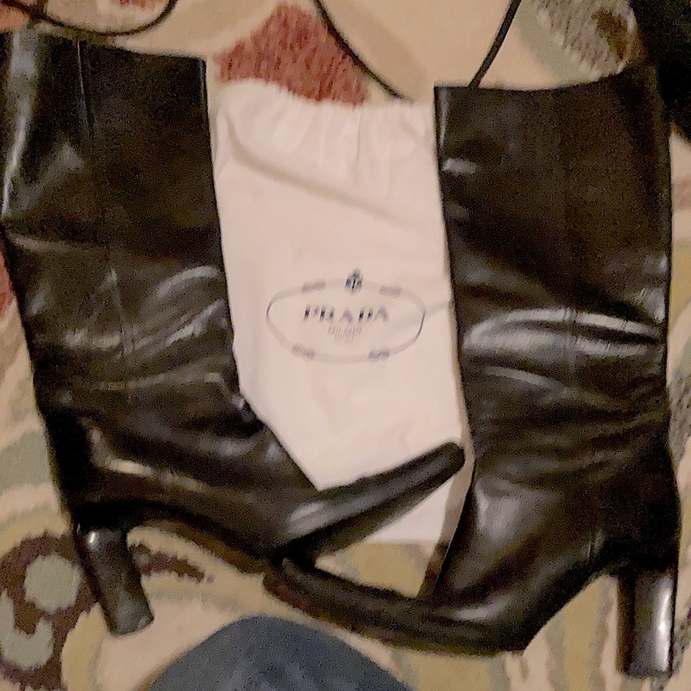 Authentic Prada high heel long leather boots